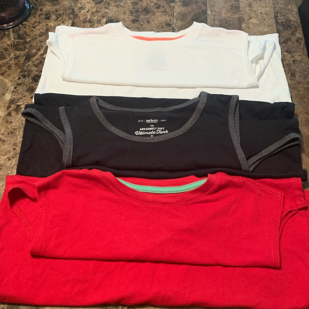 Three summer sleeveless t-shirts